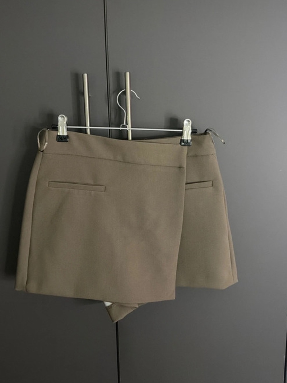 ZARA Taupe Wrap-Front Skort
